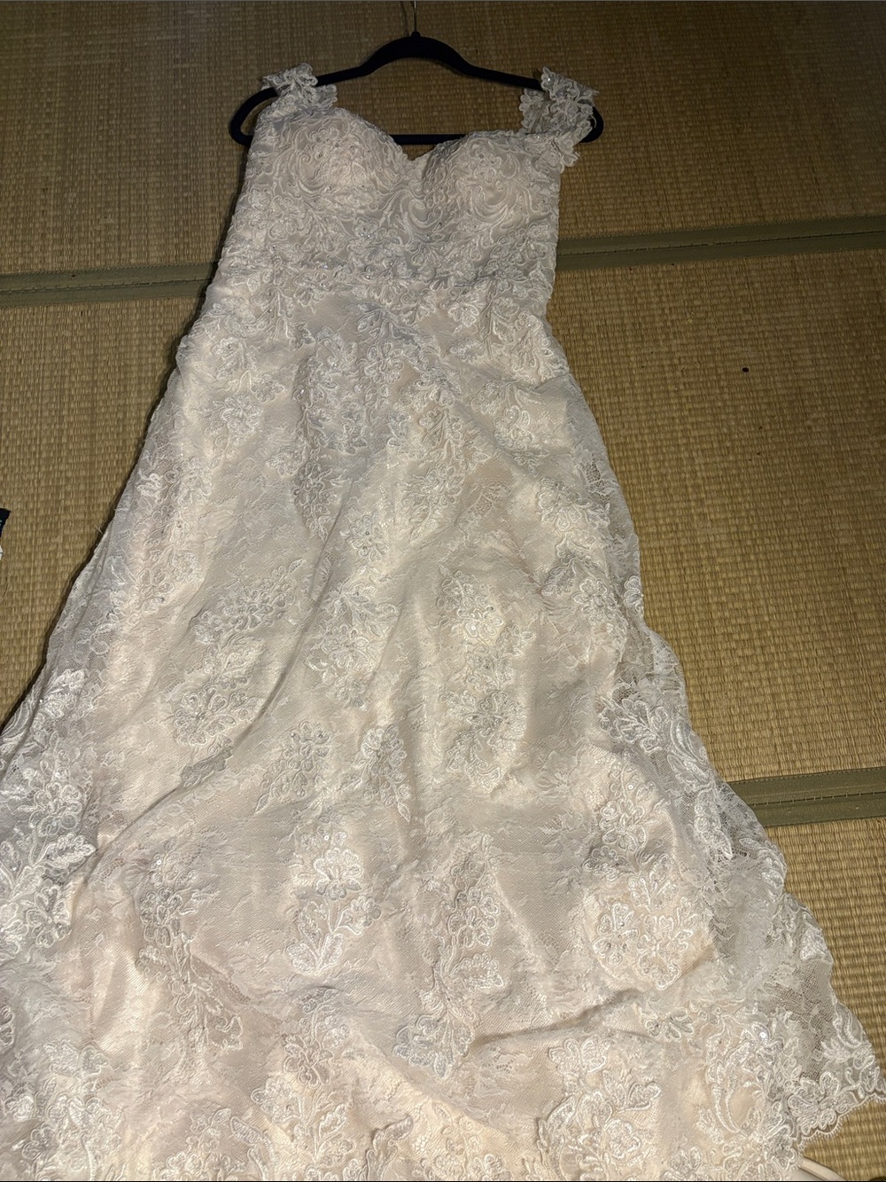 Cocomelody Lace Wedding Dress Sweetheart Illusion Back Layered A-Line Train - Picture 12 of 12